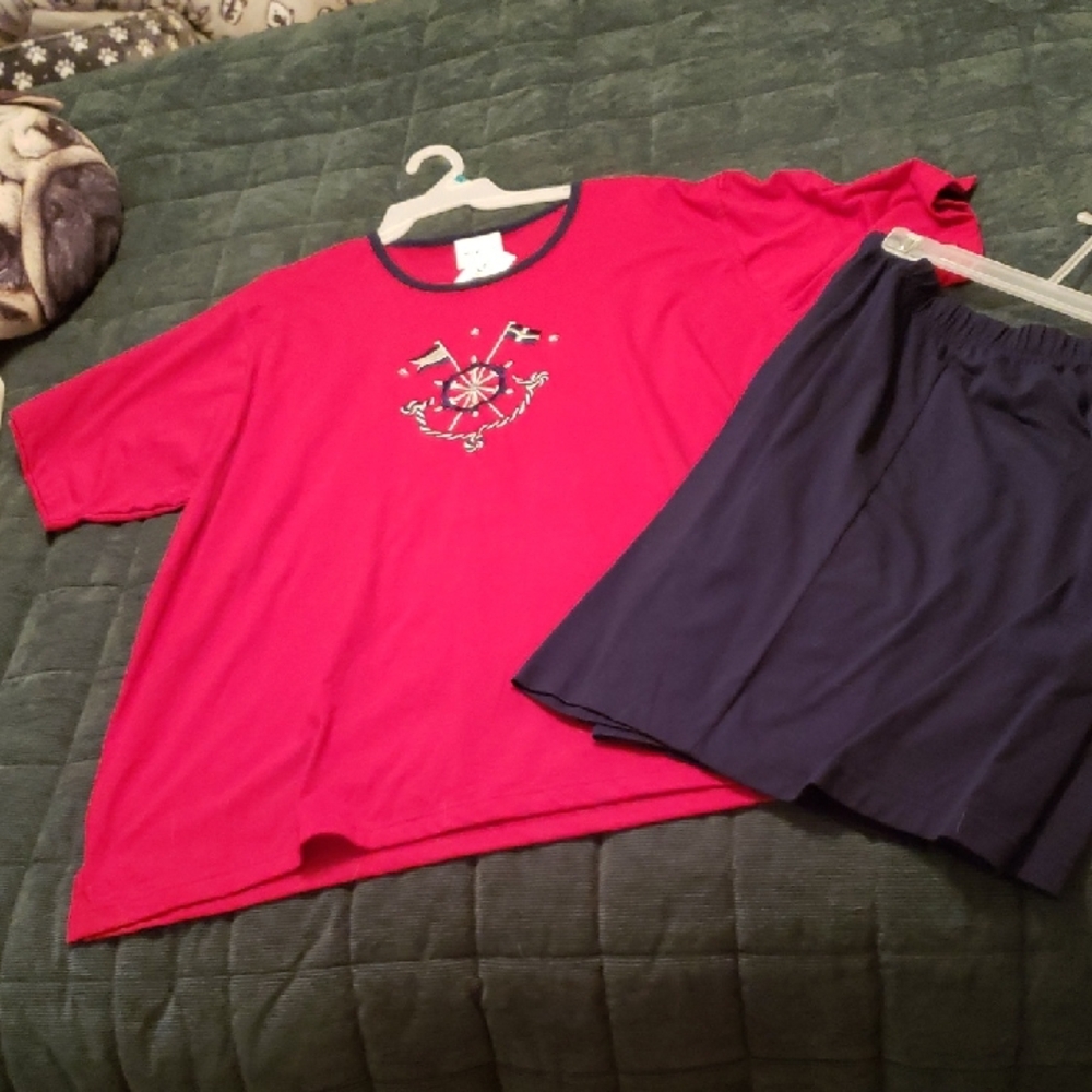 Red and Blue Short Set